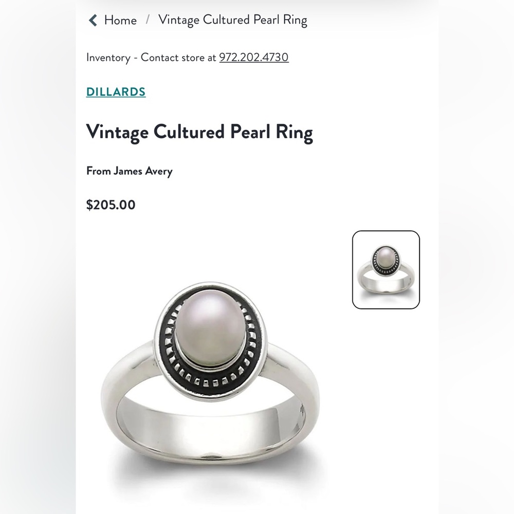 JAMES AVERY PEARL RING